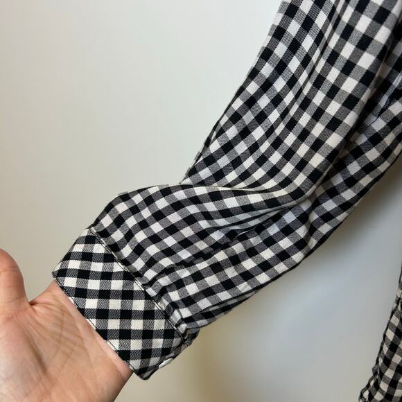 J. Jill Plaid Black & White Button down Women’s Top Front pocket Size Large - Picture 7 of 10